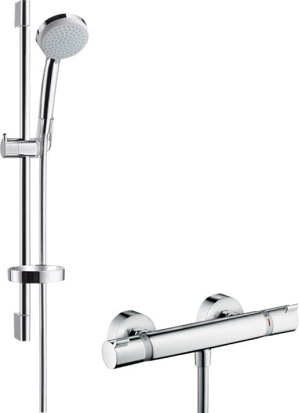 Hansgrohe Ecostat Comfort Combi Set 0,65m mit Croma 100 Vario Handbrause EcoSmart, chrom