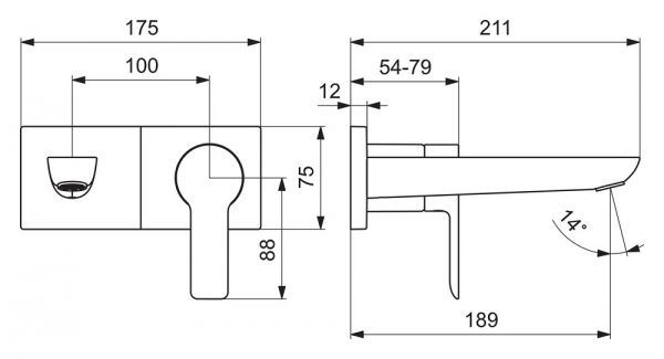 Hansa Hansaligna Waschtisch-Einhand-Wandbatterie, Wandrosette eckig, Ausladung 190mm, chrom