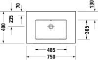 Vorschau: Duravit White Tulip Waschtisch 75x49cm, ohne Hahnloch, mit Überlauf, Ablaufventil, WonderGliss, weiß 23637500601