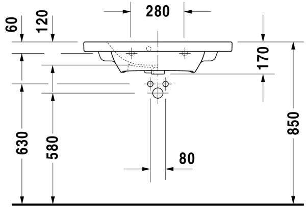Duravit DuraStyle Waschtisch 78,5x40cm, mit Überlauf, ohne Wondergliss, Ausführung kurz, weiß 2337780000