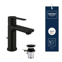 Vorschau: Grohe Lineare Waschtischbatterie XS-Size Kaltstart, Ablaufgarnitur, schwarz matt
