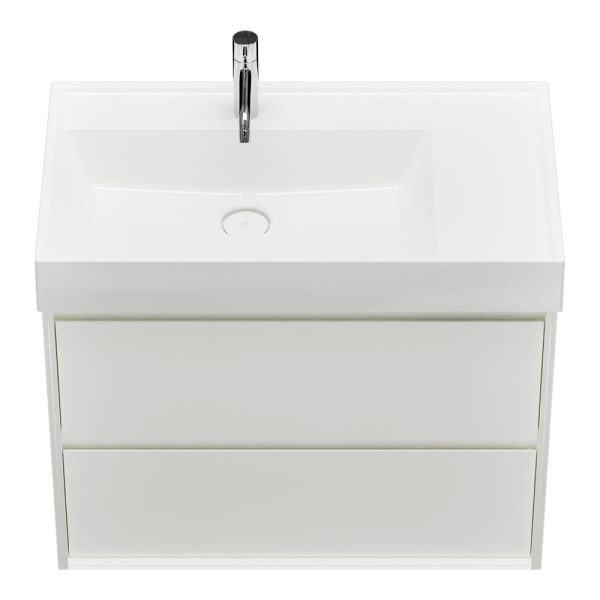 Burgbad Devio Mineralguss-Waschtisch 80cm mit Unterschrank, 2 Auszüge