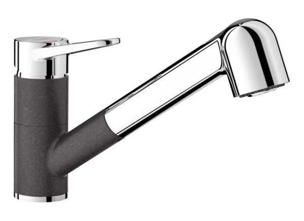 Blanco Blancowega-S II Küchenarmatur mit Ausziehbrause, SILGRANIT®-Look zweifarbig anthrazit 526420