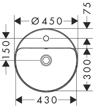 Hansgrohe Xuniva S Einbauwaschtisch rund Ø45cm mit 1 Hahnloch mit Überlauf, SmartClean, weiß