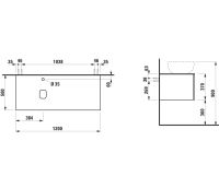 Vorschau: Laufen IL BAGNO ALESSI One Schubladenelement 1200, Ausschnitt links inkl. Hahnloch, zu WT H818974