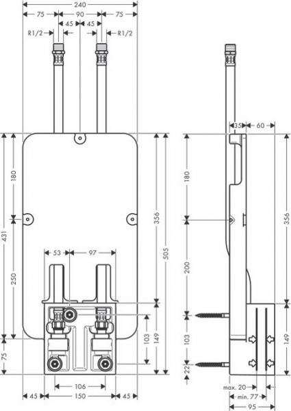 Axor ShowerSolutions Grundkörper für Kopfbrause Decke