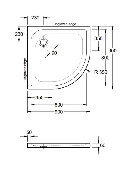 Villeroy&Boch O.Novo Plus Keramik-Duschwanne 90x90x6cm 6213D4011