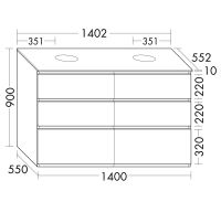 Vorschau: Burgbad Lin20 Waschtischunterschrank 140,2x55cm mit Konsolenplatte, 6 Auszüge, bodenstehend SGRD140F5351