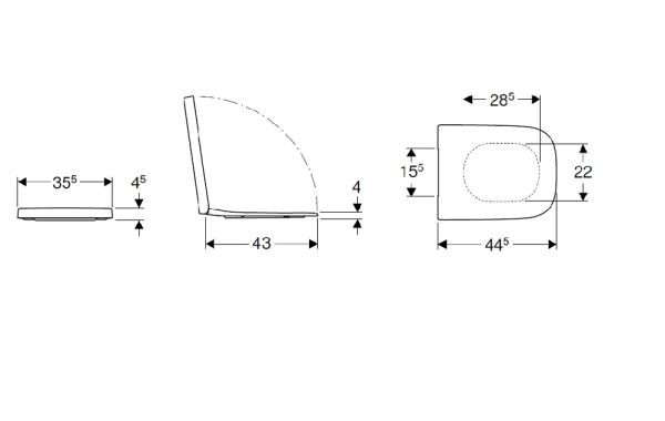 Geberit Renova Plan WC-Sitz eckiges Design, Befestigung von oben, weiß_3