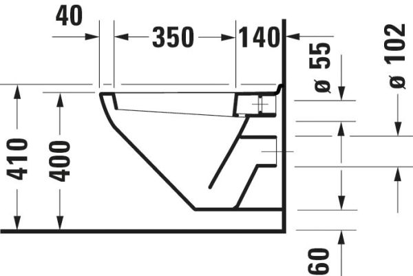 Duravit Duraplus Wand-WC 53x36cm, rund, pergamon