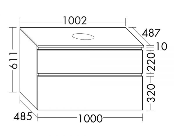 Burgbad Lin20 Waschtischunterschrank mit Konsolenplatte, 2 Auszüge, wandhängend, 100,2cm WWYI100F5351