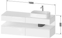 Vorschau: Duravit Qatego Unterschrank für Aufsatzbecken 160x55cm, Ausschnitt rechts, in eiche marmoriert