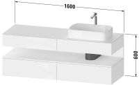 Vorschau: Duravit Qatego Unterschrank für Aufsatzbecken 160cm, Ausschn. rechts, weiß superm. Antifingerprint