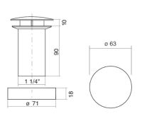 Vorschau: Alape VT.2 Schaftventil 1 1/4" für Becken ohne Überlauf, Haube Ø 63mm, chrom