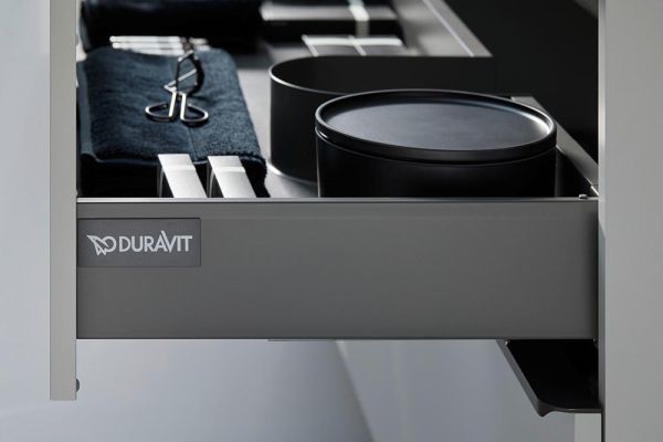 Duravit D-Neo Möbel-Set 100,5cm mit Waschtisch, Waschtischunterschrank und rundem Spiegel
