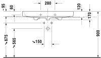 Vorschau: Duravit Happy D.2 Waschtisch 100x50,5cm, mit Überlauf, mit Wondergliss, weiß 23181000001