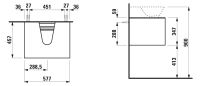 Vorschau: Laufen The New Classic Schubladenelement 58cm, 1 Schublade, zu Aufsatz-Handwaschbecken 81685.2, techn. Zeichnung