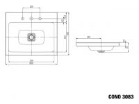 Vorschau: Kaldewei Cono Mod.3083 Aufsatzwaschtisch 60x50x4cm, Perl-Effekt