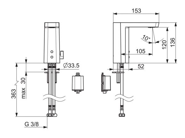 Hansa Hansastela Eco Waschtisch-Elektronik-Batterie, Batteriebetrieb, chrom
