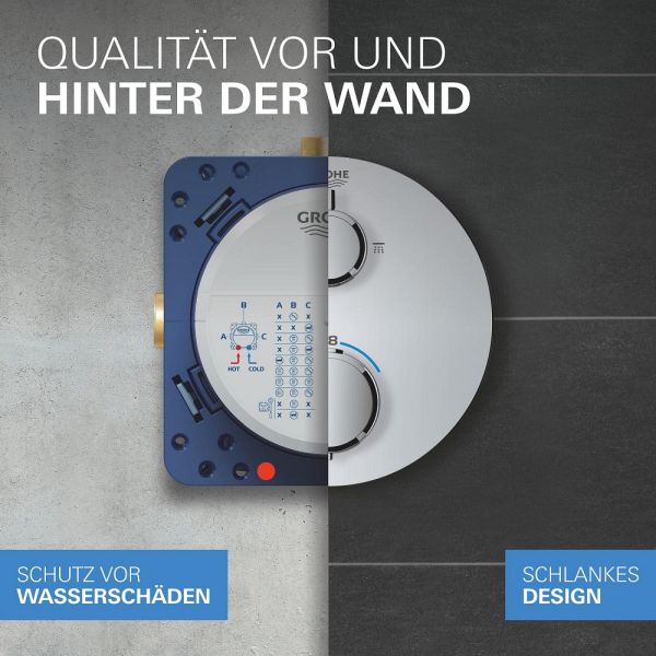 Grohe Precision Duschsystem eckig mit Thermostat, Vitalio Comfort Kopfbrause 25cm, chrom