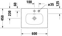 Vorschau: Duravit Viu Einbauwaschtisch rechteckig 60x45cm, mit 1 Hahnloch, Überlauf und Ablaufventil, weiß 0385600000