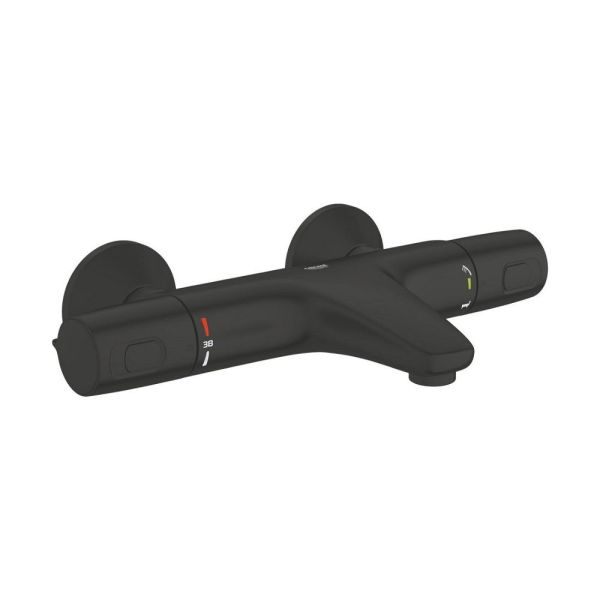 Grohe QuickFix Precision Trend Thermostat-Wannenbatterie mit Hanbrause-Set, schwarz matt