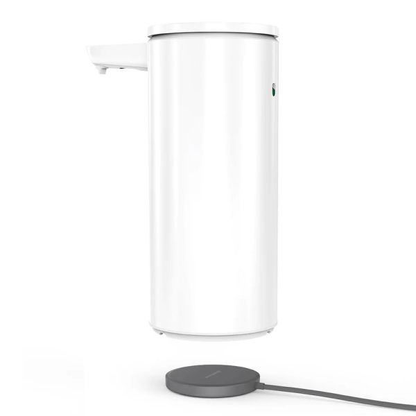 simplehuman berührungsloser Spülmittelspender mit Schwammaufbewahrung, 414ml, wiederaufladbar, weiß