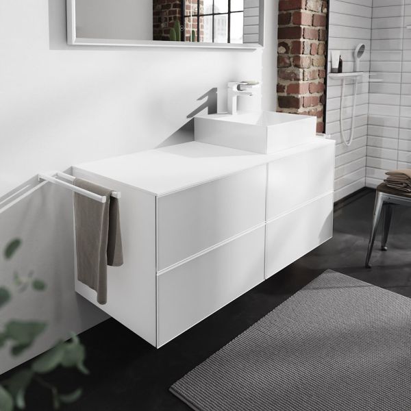 Hansgrohe Xevolos E Unterschrank 137cm für Aufsatzwaschtisch rechts mit Konsole, 4 Schubkästen