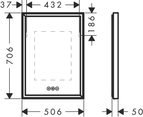 Hansgrohe Xarita E Spiegel mit LED-Beleuchtung 50x70cm, hinterleuchtet, Berührungssensor, weiß matt