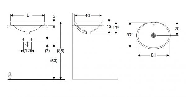 Geberit VariForm Einbauwaschtisch mit Überlauf, oval, Breite 50cm, weiß_2