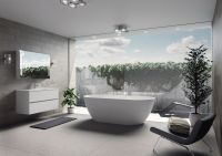Vorschau: RIHO Solid Surface Bilbao freistehende Badewanne 170x80x55,5cm, weiß seidenmatt