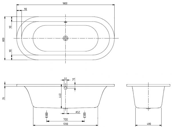 Villeroy&Boch Loop&Friends Duo ovale Badewanne 180x80cm, weiß