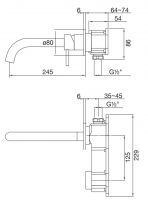 Vorschau: Steinberg Serie 100 Waschtischarmatur, Wandmontage, Ausladung 245mm