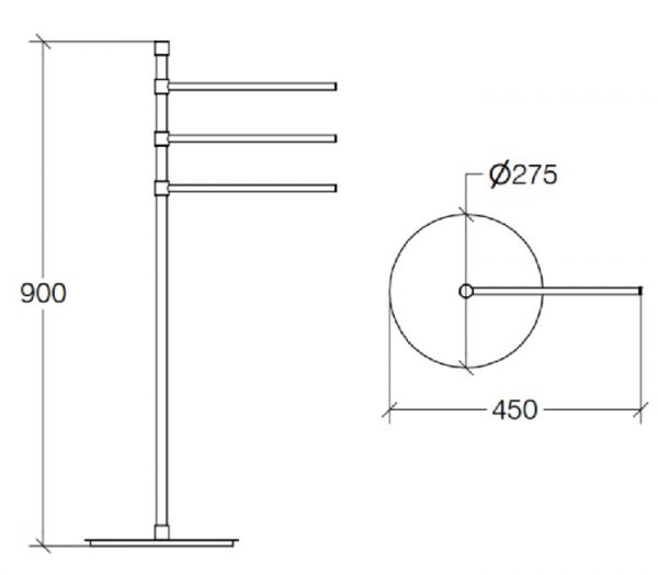 lineabeta RANPIN Handtuchständer mit 3 Armen, chrom