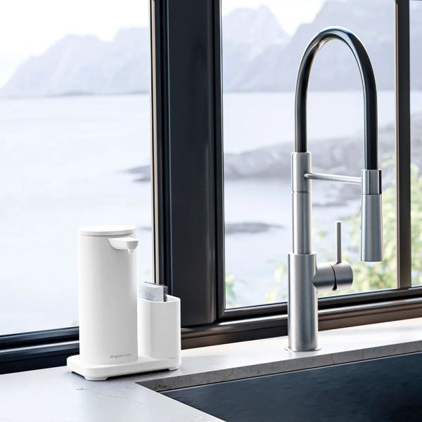simplehuman berührungsloser Sensorspender Spülmittelspender mit Caddy 414ml wiederaufladbar, weiß ST1081