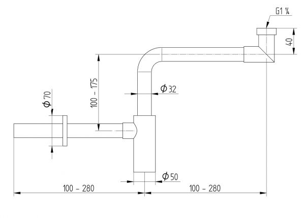 Avenarius Universal Flach-Aufputz-Siphon 1 1/4", chrom