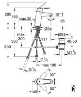 Vorschau: Grohe Eurodisc Cosmopolitan Einhand-Waschtischbatterie, Niederdruck für offene Warmwasserbereiter