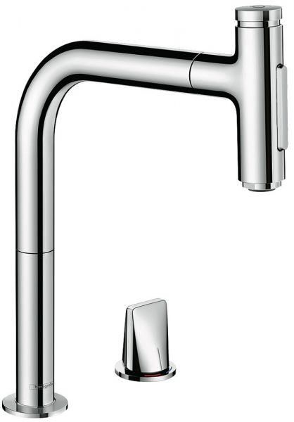 Hansgrohe Metris Select M71 2-Loch Einhebel-Küchenmischer 200, 2jet mit Ausziehbrause und sBox