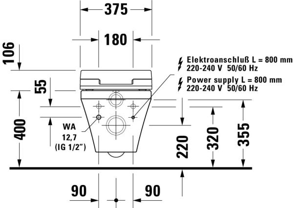 Duravit DuraStyle Wand-WC 62x37,6cm, eckig, weiß 25375900001