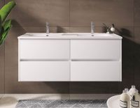 Vorschau: RIHO Porto Wave Doppelwaschtisch mit Unterschrank 120cm & LED-Spiegelschrank, 4 Auszüge