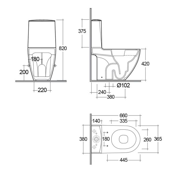 Kludi RESA D Spiralflush-Stand-WC 66cm für Spülkasten, Abgang senkrecht, weiß