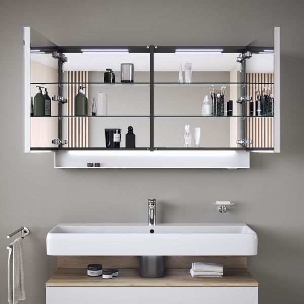 Duravit Qatego Spiegelschrank 120x75cm, mit 2 Türen und Nischenbeleuchtung, dimmbar