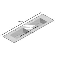 Vorschau: Artelinea Basin Top Doppelwaschtisch 180x53cm, opalite bianco