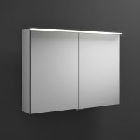 Burgbad Junit Spiegelschrank mit horizontaler LED-Beleuchtung, 2 Spiegeltüren, 90,6x67cm SPIY090PN380