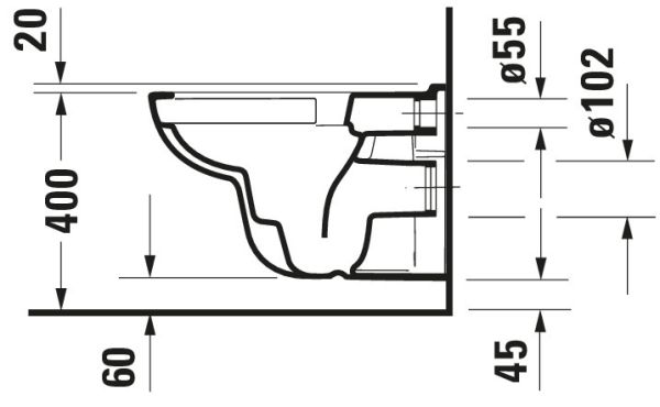 Duravit D-Code Wand-WC 54,5x35,5cm, eckig, rimless, weiß
