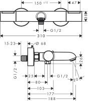 Vorschau: Hansgrohe Ecostat Element Wannenthermostat Aufputz
