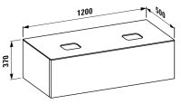 Vorschau: Laufen IL BAGNO ALESSI ONE Schubladenelement 1200, Ausschnitt links & rechts, techn. Zeichnung