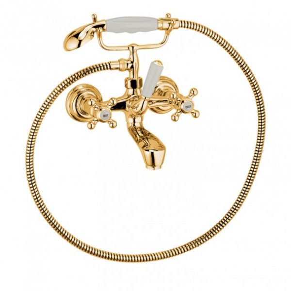 Kludi 1926 Aufputz-Wannenarmatur mit Handbrause, vergoldet 23kt 514414520