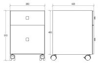 Vorschau: lineabeta RUNNER Rollcontainer 2 Schubladen, quadratische Griffe