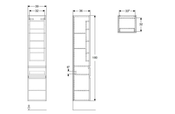 Geberit Renova Plan Hochschrank mit zwei Türen und einer Schublade, 39x180cm weiß_2